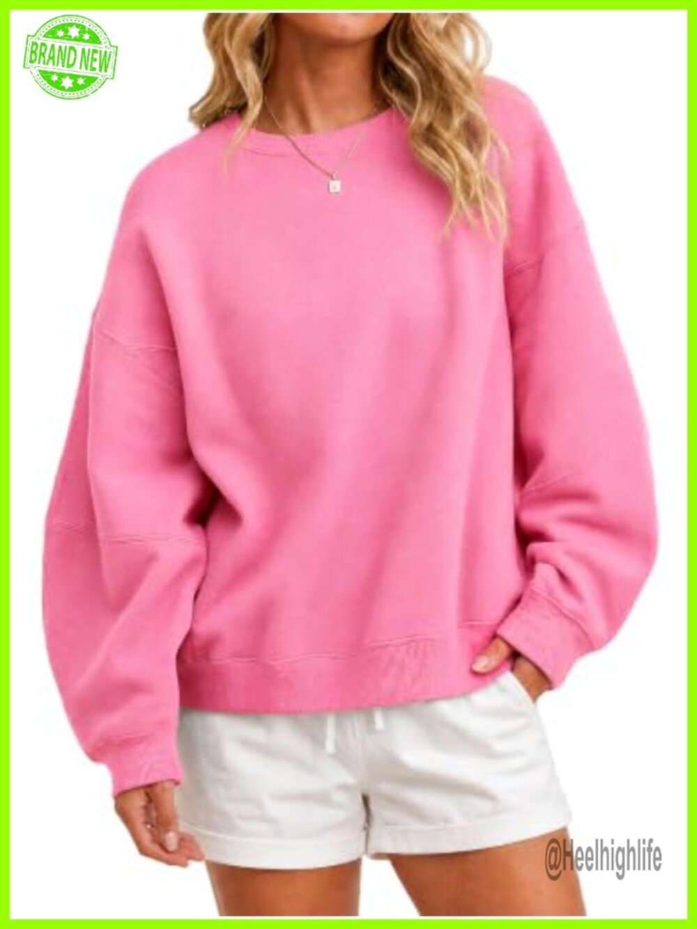 Oversized Crewneck Sweatshirt Fleece Pullover Drop Shoulder Lounge Top